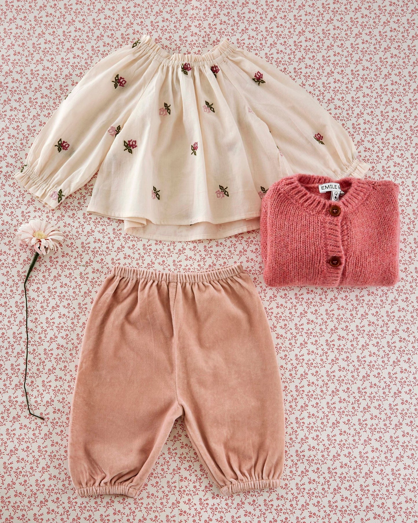 Pantalon bébé - Velours rose