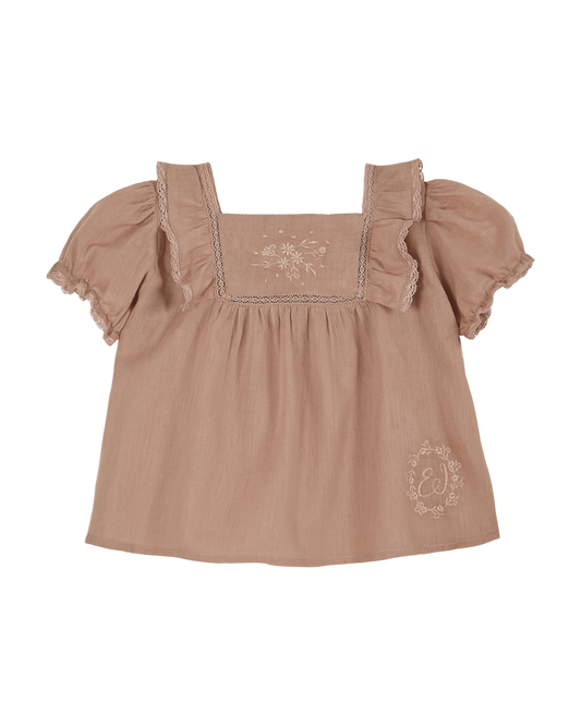 Blouse voile de coton rose