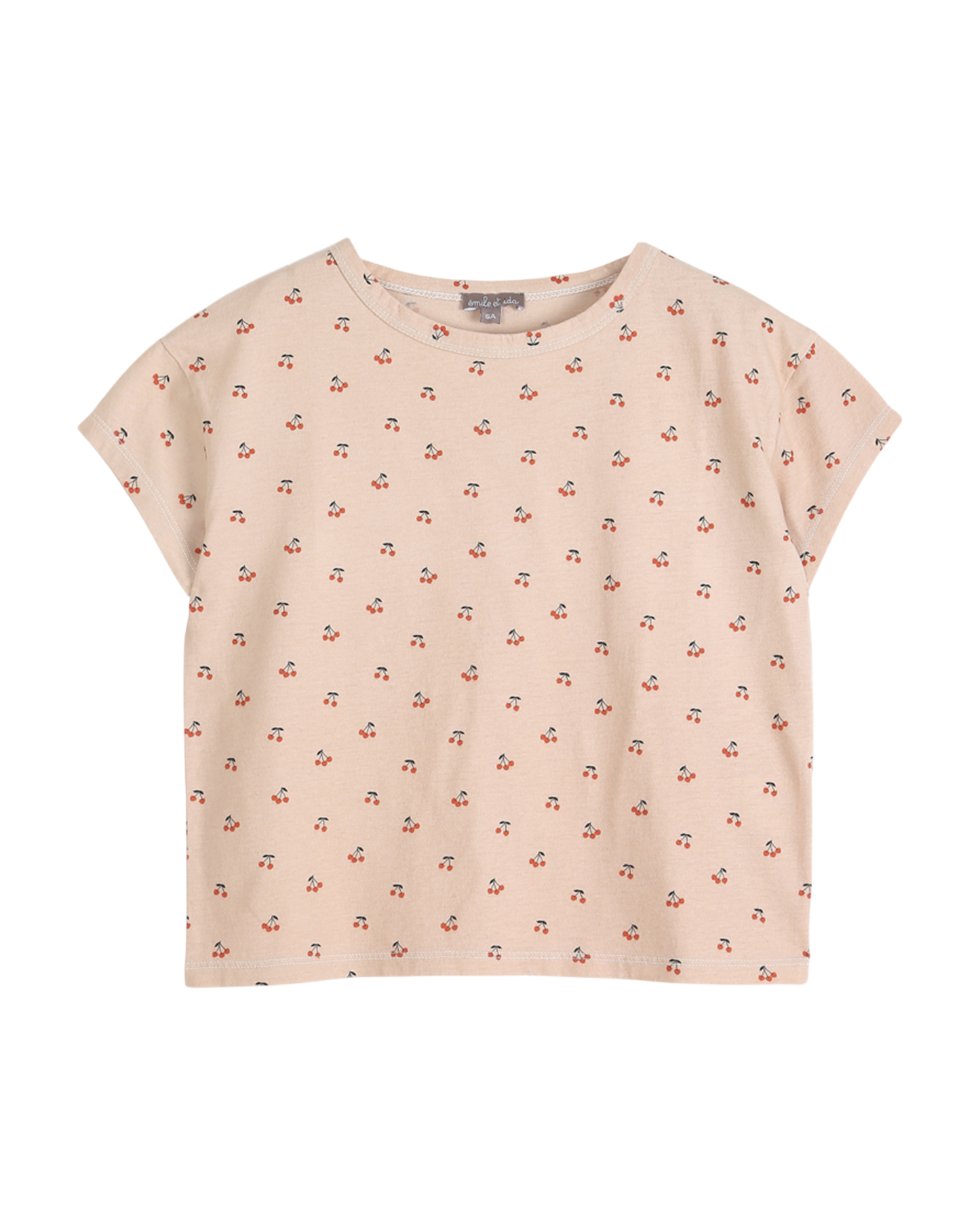 T-shirt coton bio cerises crème