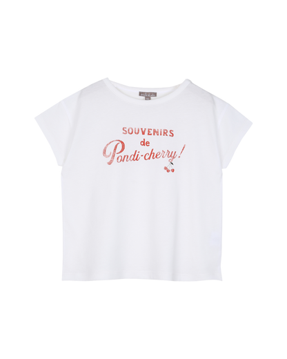 T-shirt souvenirs de pondi-cherry écru