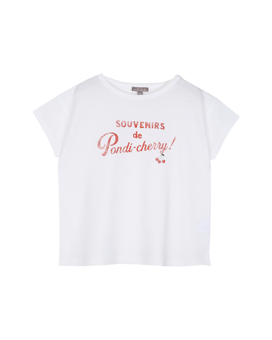 T-shirt souvenirs de pondi-cherry écru