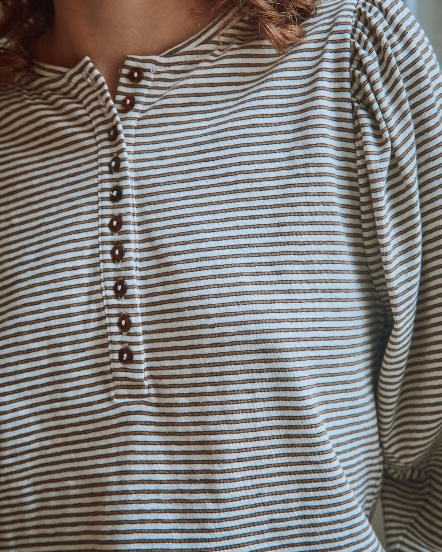 T-shirt rayures  écru et marron