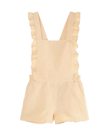 Salopette short volantée vanille