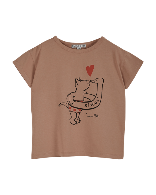 T-shirt chat rose terracotta