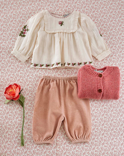 Blouse - Brodé à fleurs écru