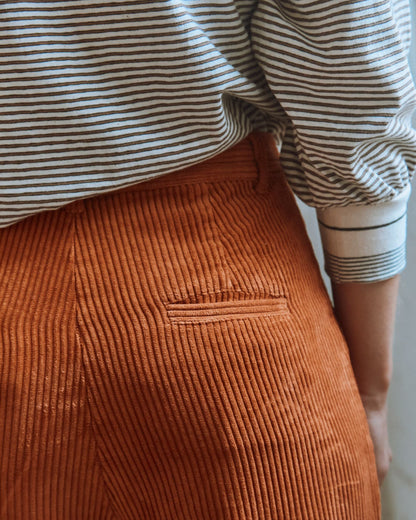 T-shirt rayures  écru et marron
