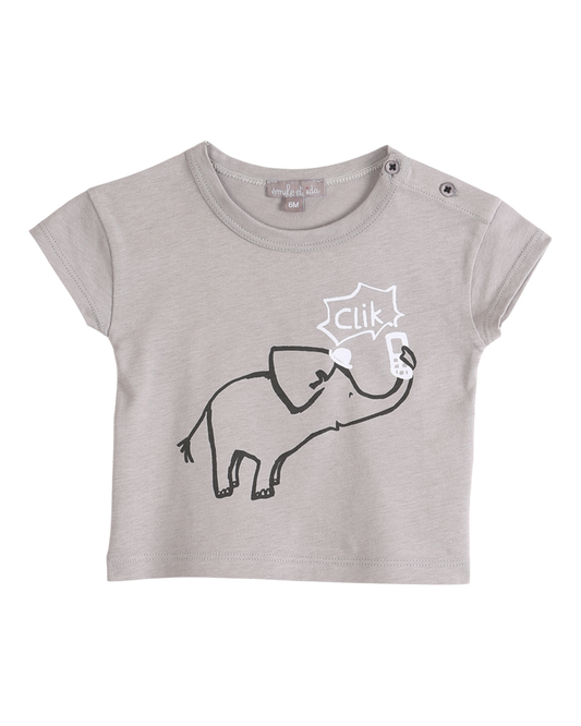 T-shirt bébé éléphant argile