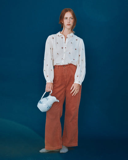 Pantalon - Velours cotelé brique