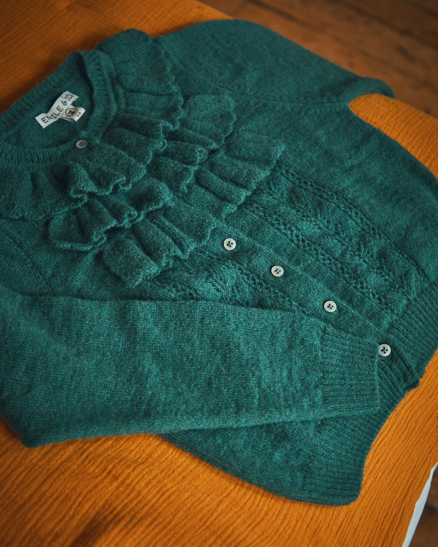 Cardigan volanté sapin