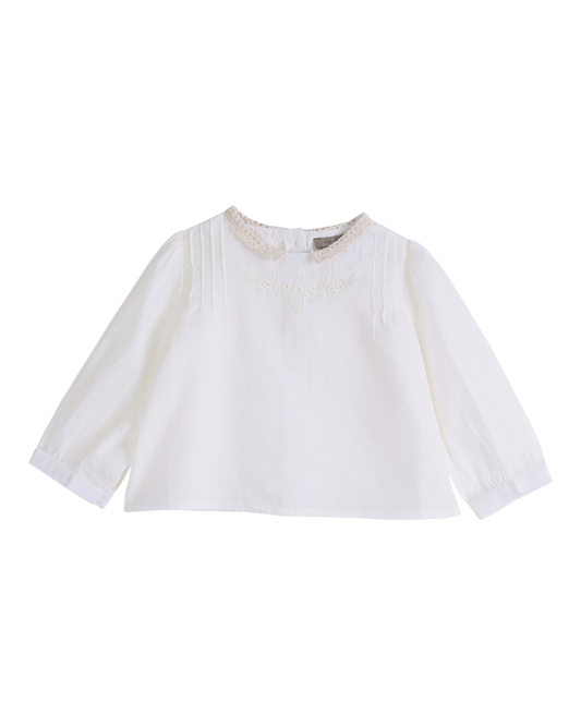 Blouse vintage brodée écru