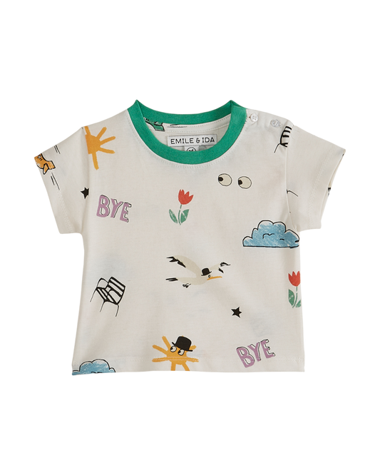 T-shirt coton bio imprimé écru