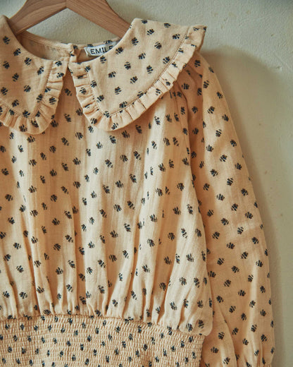 Blouse grand col chardon beige