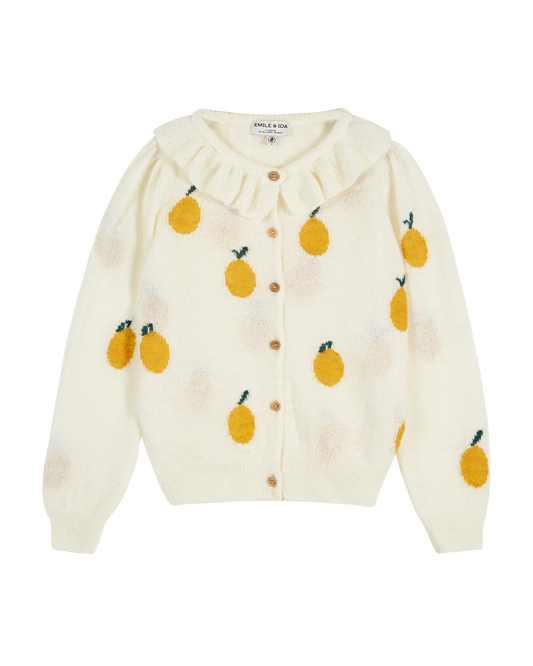 Cardigan femme citron écru