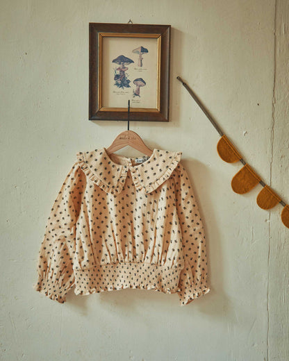 Blouse grand col chardon beige