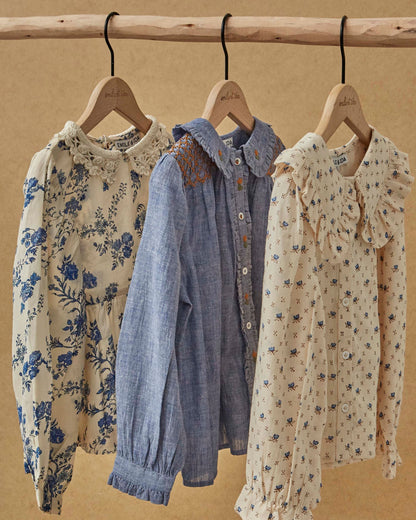 Blouse - Col crochet orchid bleu