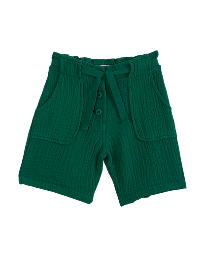 Short double gaze de coton vert