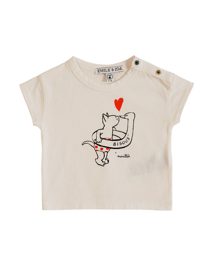 T-shirt imprimé chat coton blanc
