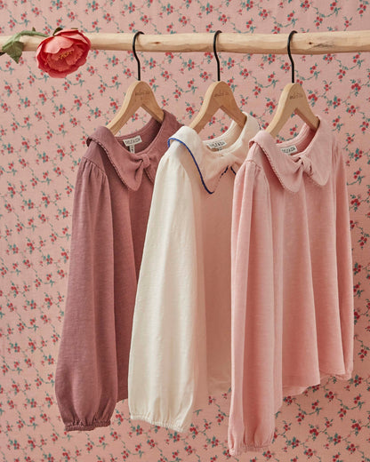 T-shirt - Col noeud coton bio rose
