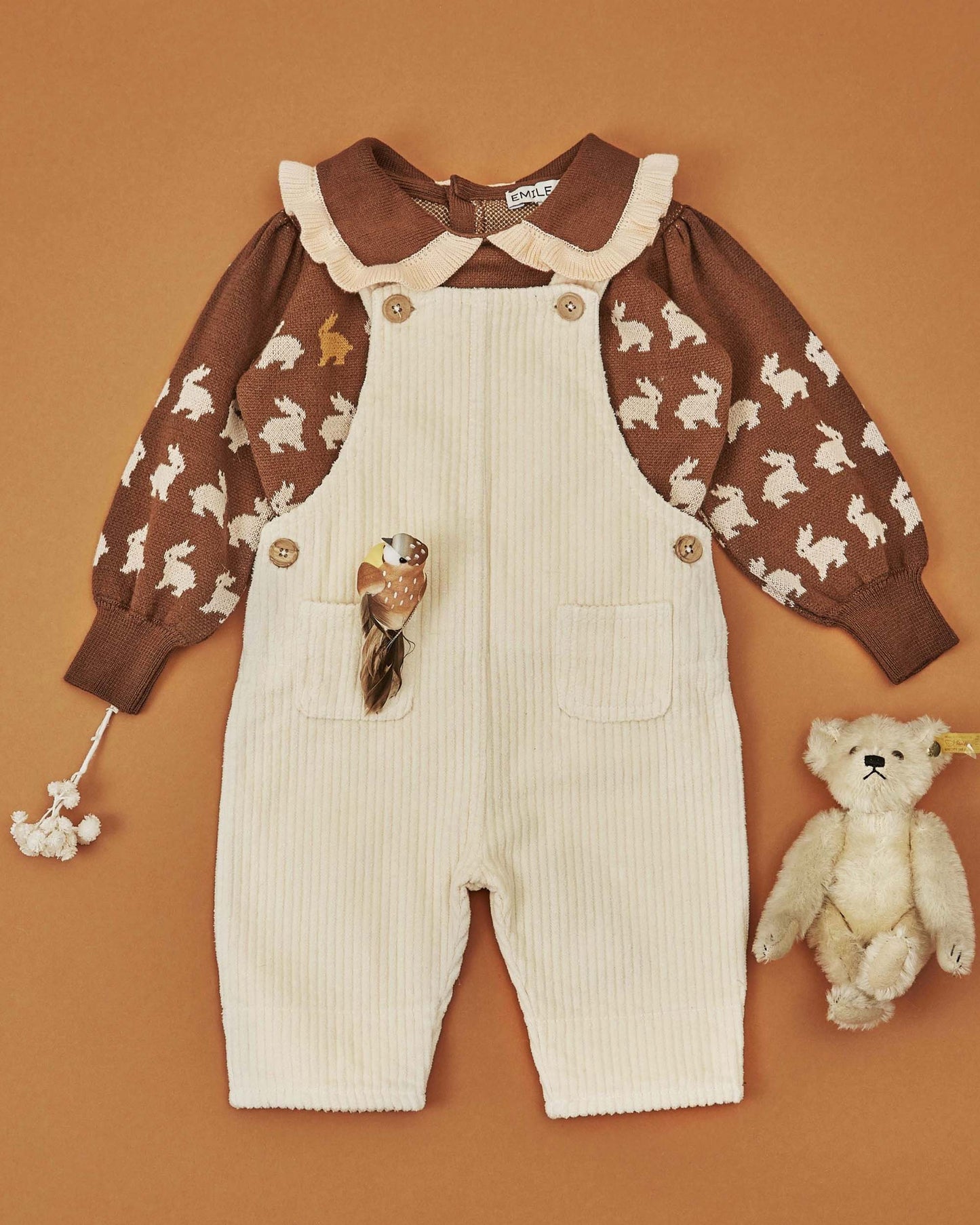 Pull jacquard lapin fille coton bio cacao