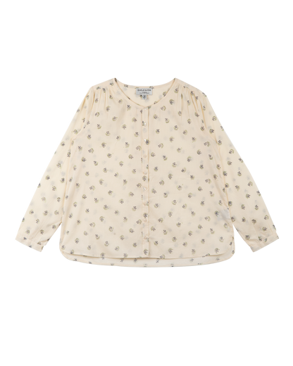 Blouse femme voile de coton écru groseille