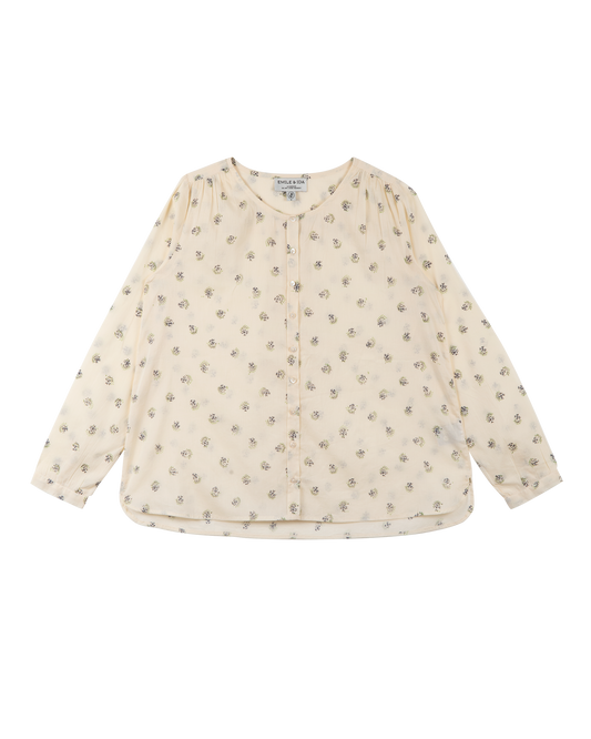 Blouse femme voile de coton écru groseille