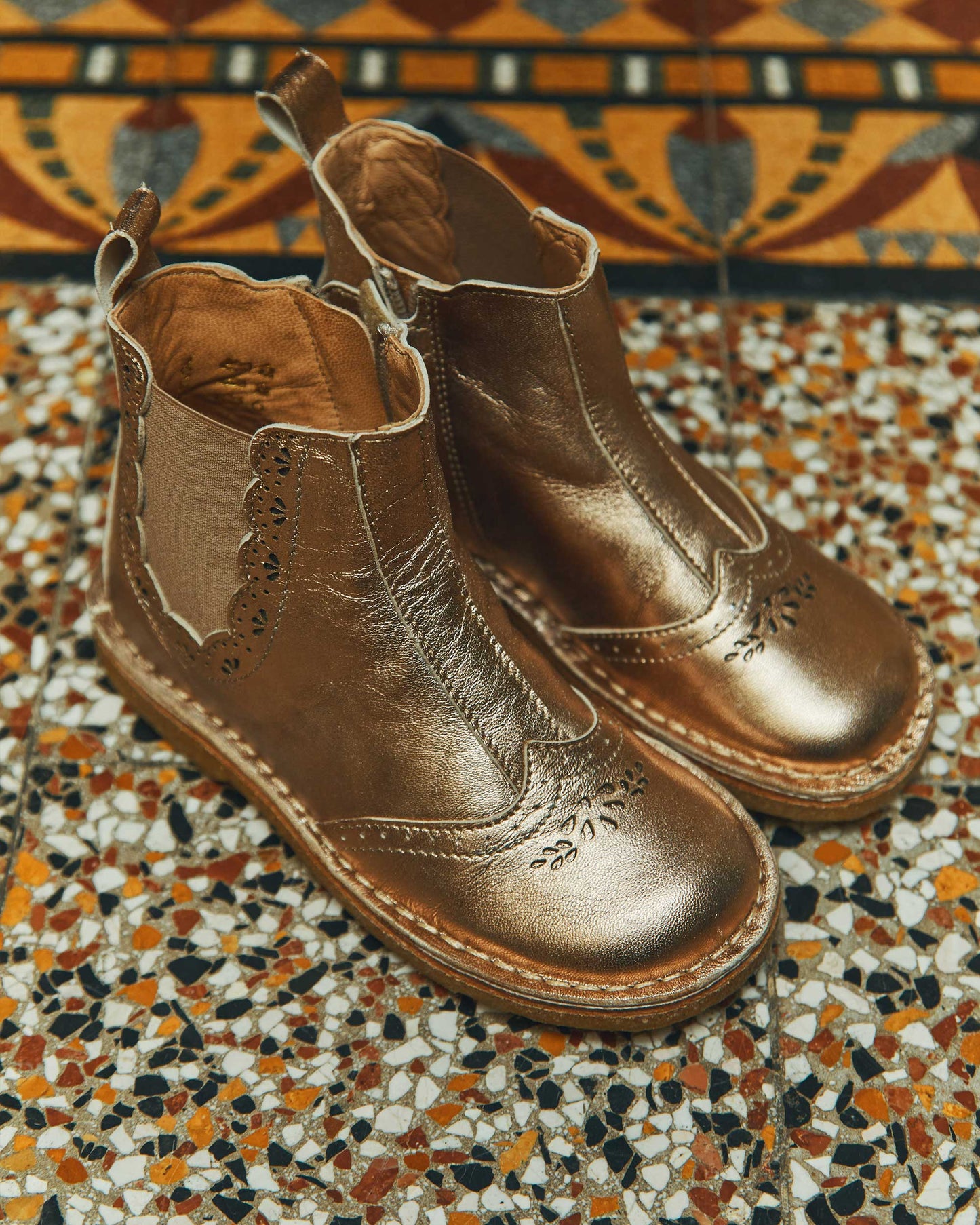 Bottines prairie cuir doré