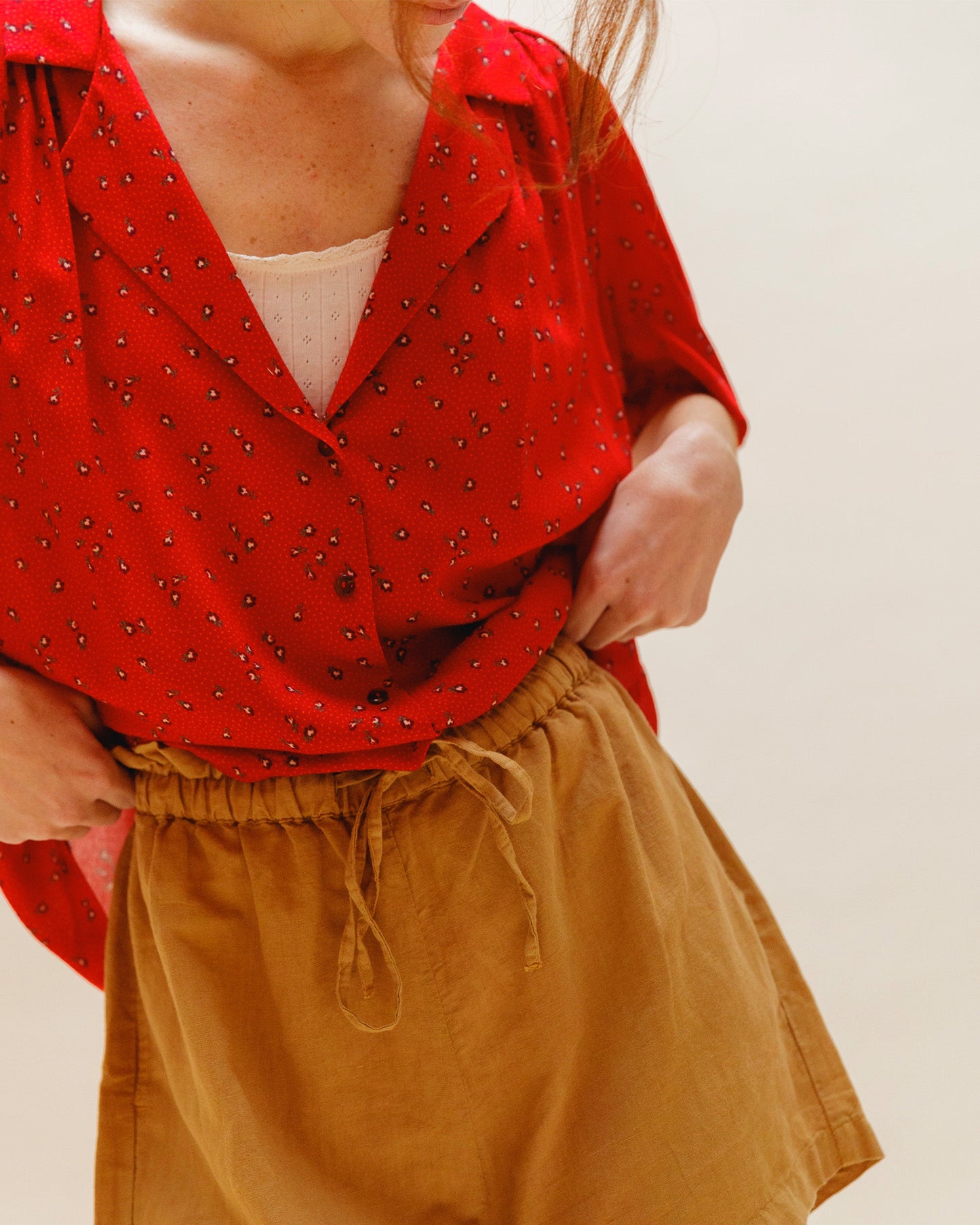 Short ample lin et coton miel