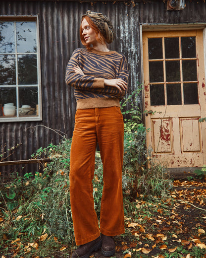 Pantalon wide velours orange brun