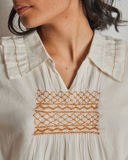 Robe voile de coton écru