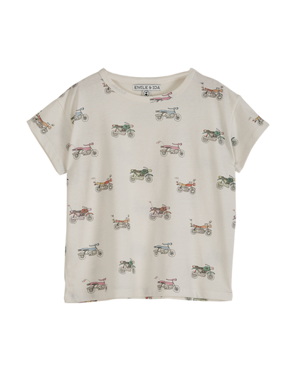 T-shirt coton bio moto écru