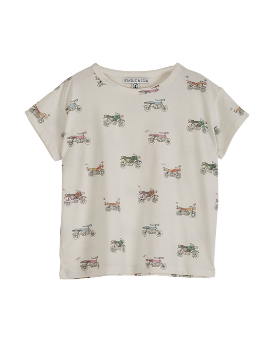 T-shirt coton bio moto écru