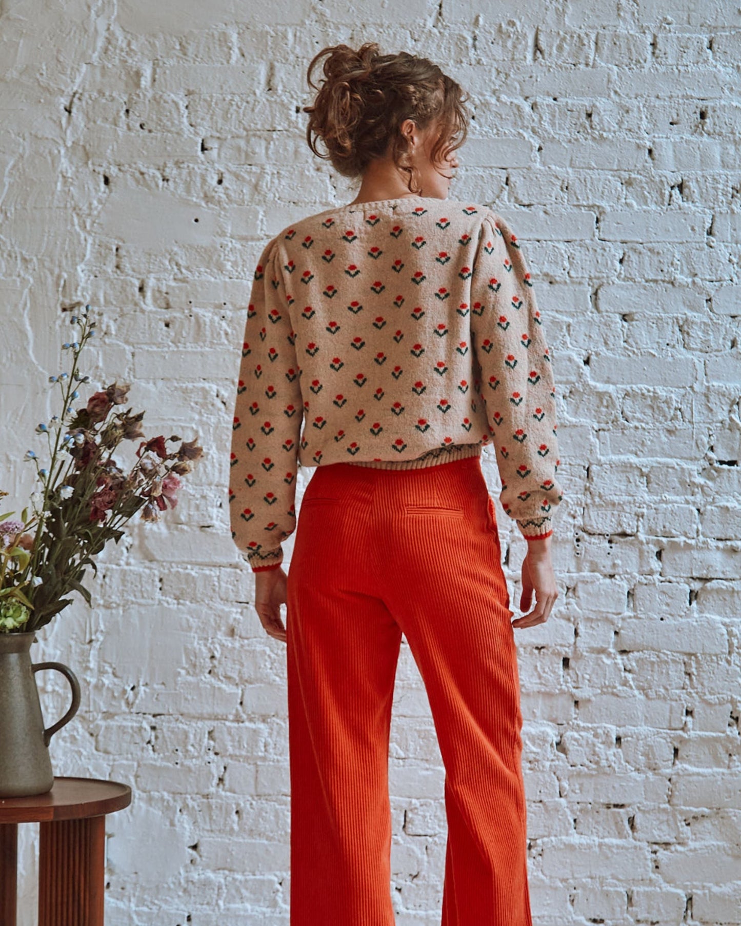 Pull jacquard laine alpaga écru