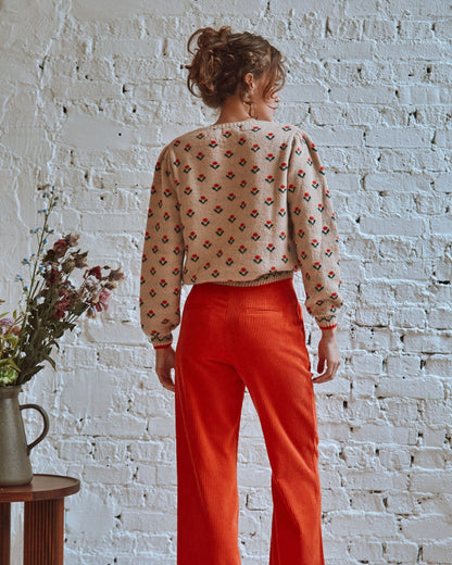 Pull jacquard laine alpaga écru