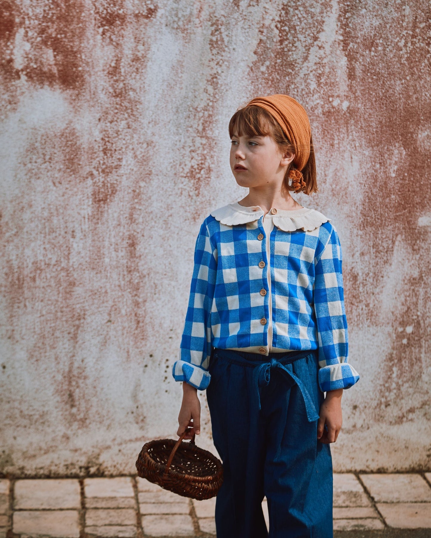 Pantalon noué chambray bleu foncé