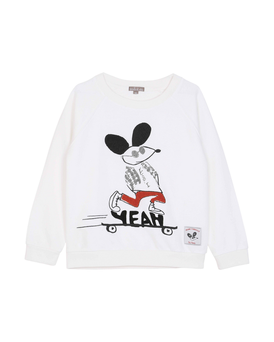 Sweat imprimé souris écru