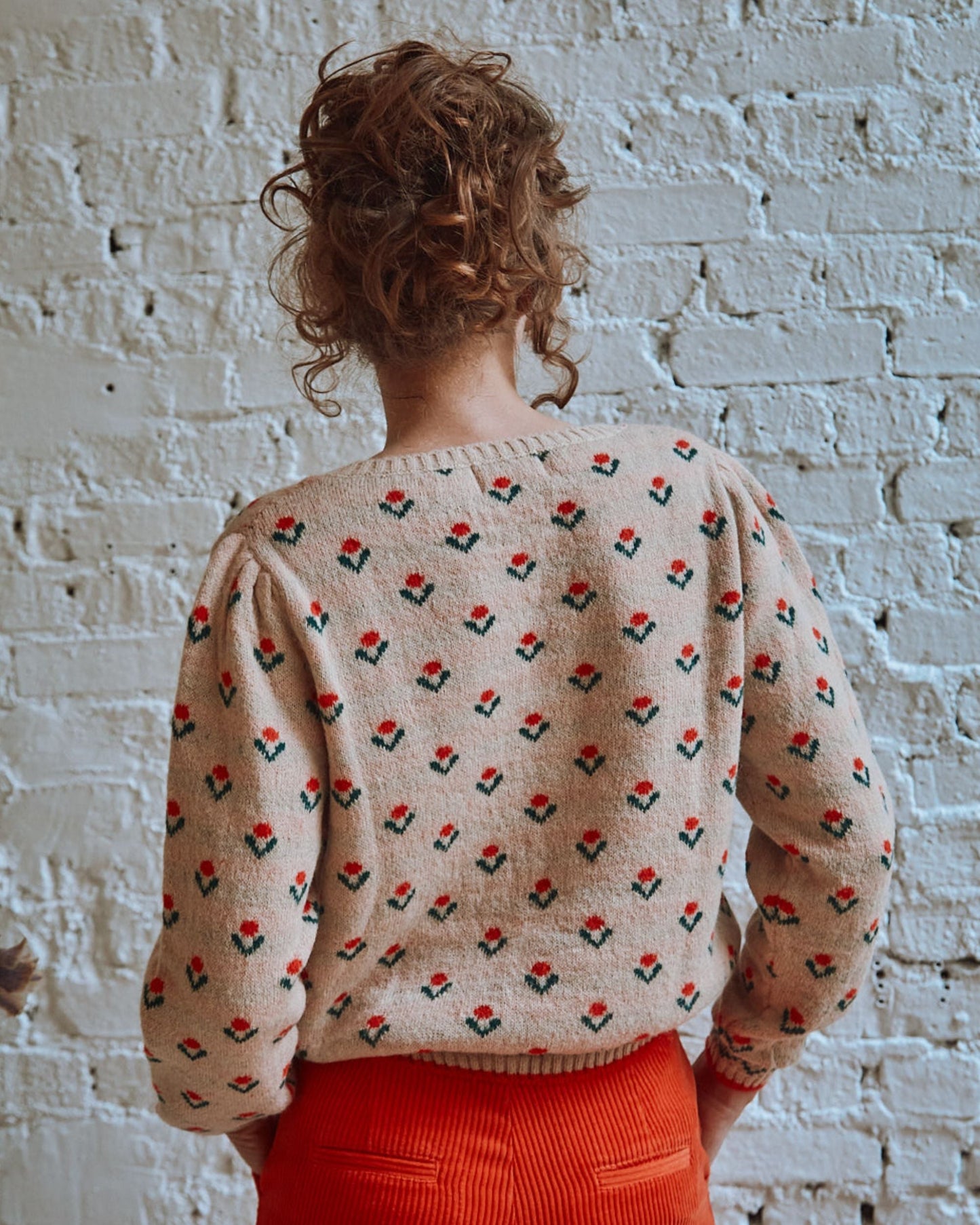 Pull jacquard laine alpaga écru