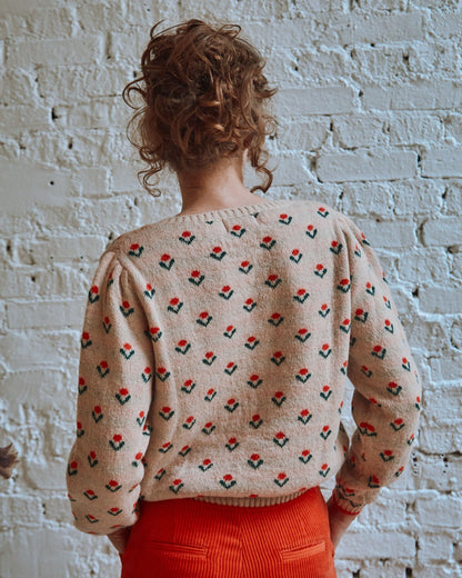Pull jacquard laine alpaga écru