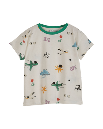 T-shirt coton bio imprimé écru