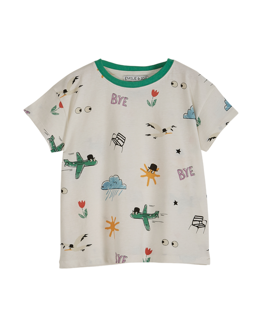 T-shirt coton bio imprimé écru
