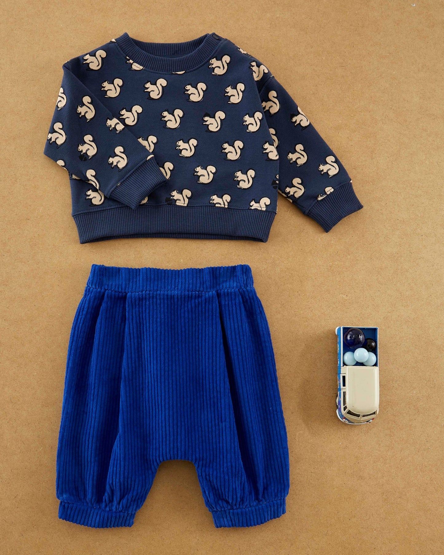 Sweat - Écureuils coton bio bleu nuit