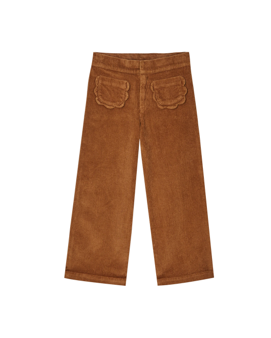 Pantalon poches fleurs noix