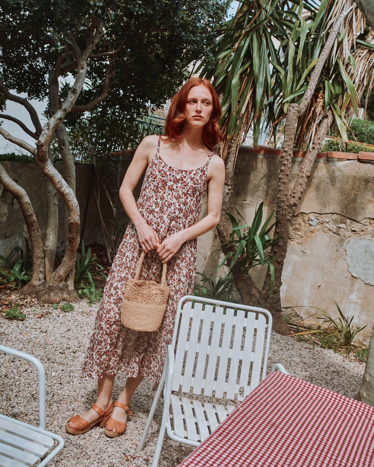 Robe longue myosotis rose