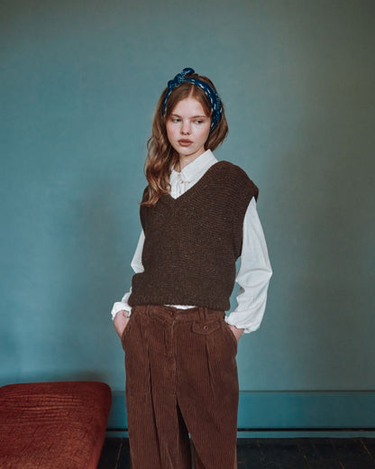 Pull - Sans manches en laine marron