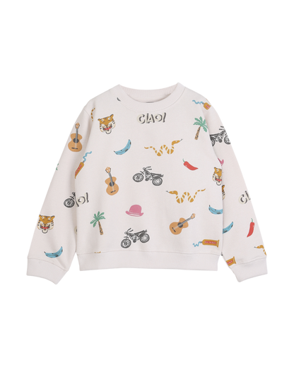 Sweat coton bio à motifs écru