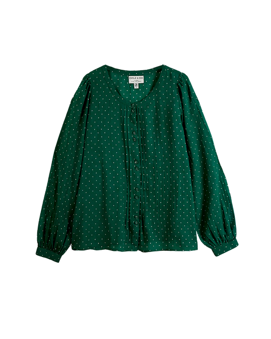 Blouse crépon de coton vert