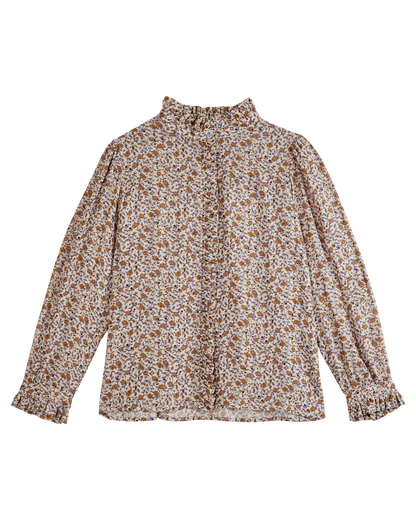 Blouse campanule marron et violet