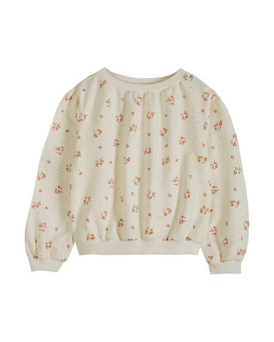 Sweat coton bio à fleurs écru