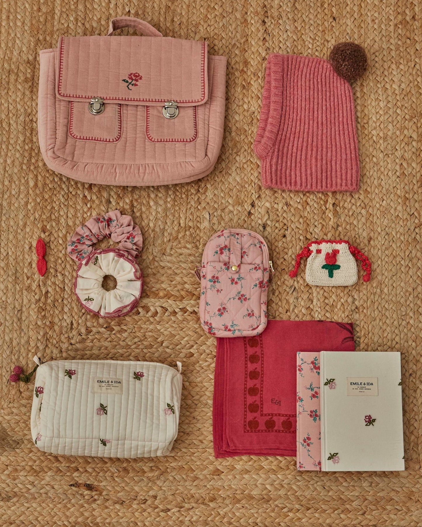 Bourse crochet tulipe écru