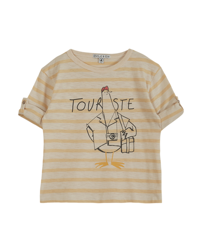 T-shirt coton bio rayé vanille