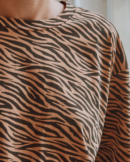 T-shirt zèbre coton bio beige et noir